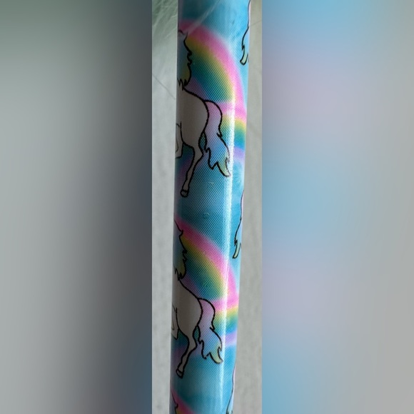 Justice Girls Tie Dye Unicorn Rainbow Pom Pom Fluffy Blue Pen with Tip Cover - Picture 11 of 16